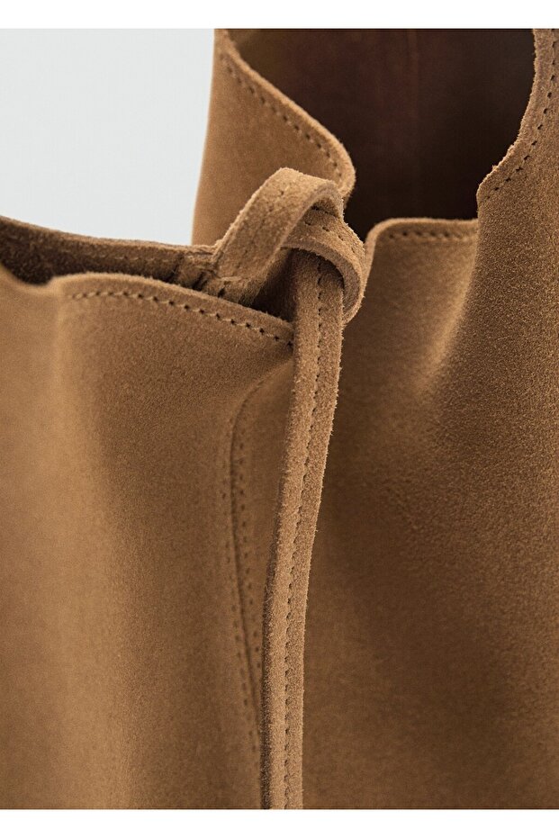 Süet shopper çanta - 6