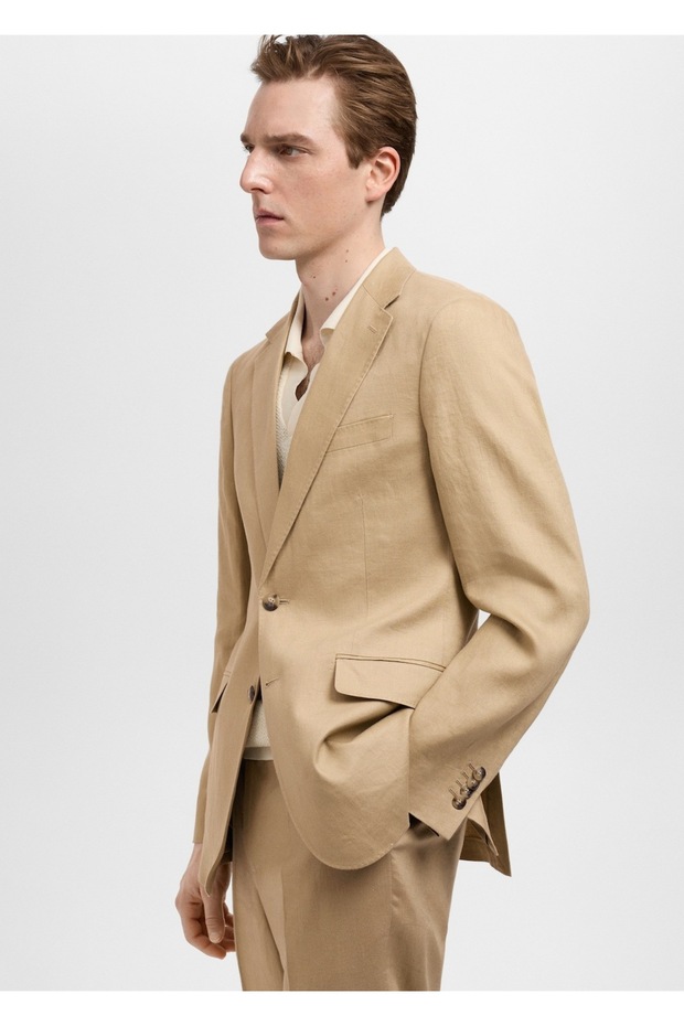 Amalfi %100 keten slim fit blazer ceketi - 7