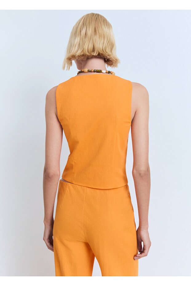 Düğmeli pamuklu bluz - 3