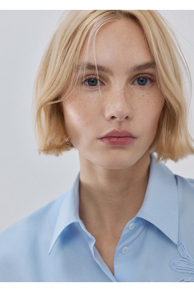 Çiçek işlemeli gömlek - 6