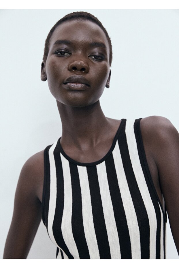 Eteği asimetrik triko elbise - 6