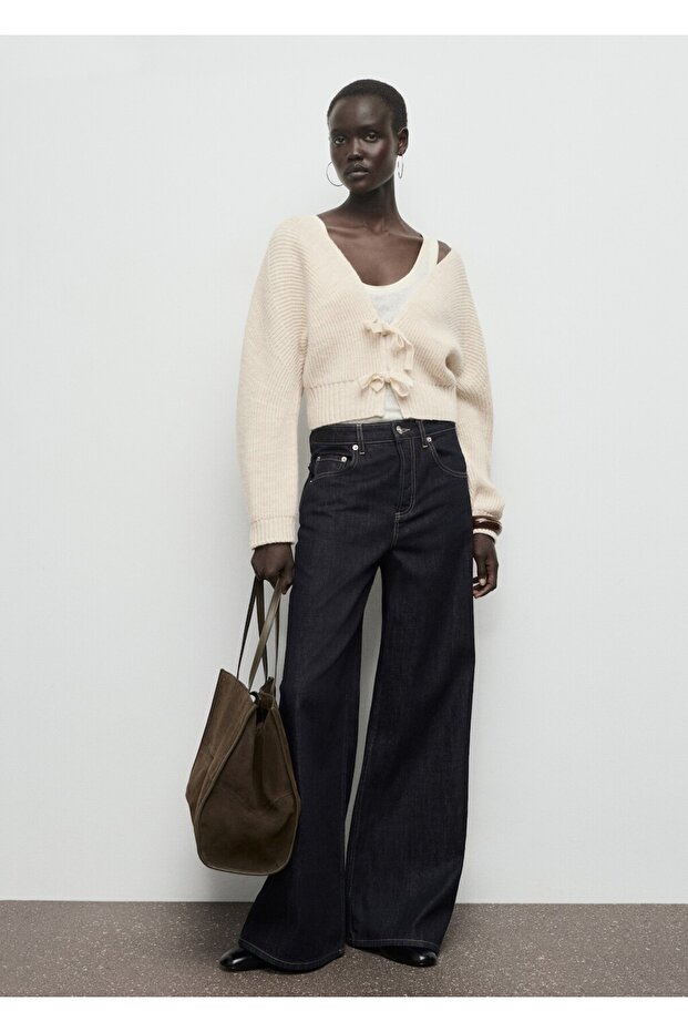 V yaka bağcıklı hırka - 2