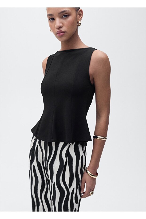 Dikiş detaylı peplum bluz - 1