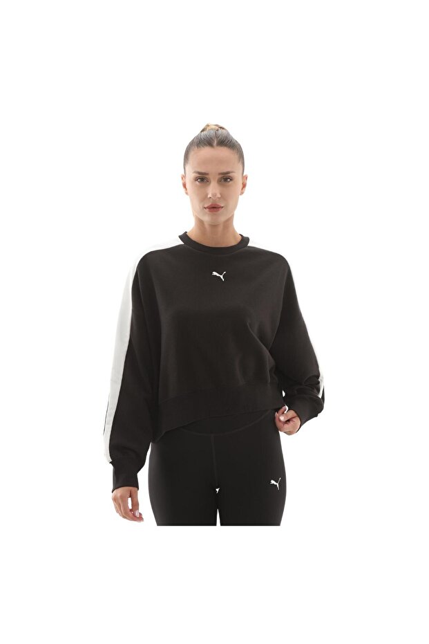 633439-01 T7 Over-Oversized Crew Women's Sweatshirt Black
