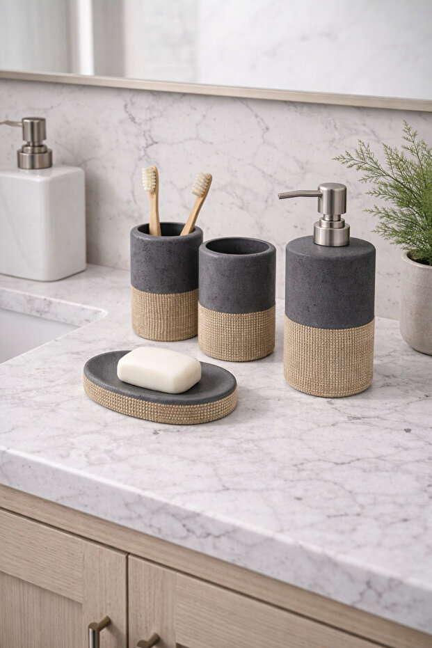 Seramik Banyo Aksesuar Seti 4 Parça Banyo Seti - 4