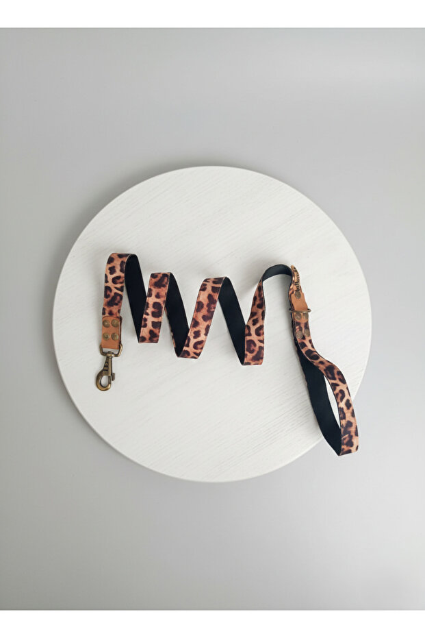 حزام مشي للكلاب بعرض 2.5 سم مع نمط عمود فقري منقوش ونمط الفهد - 3