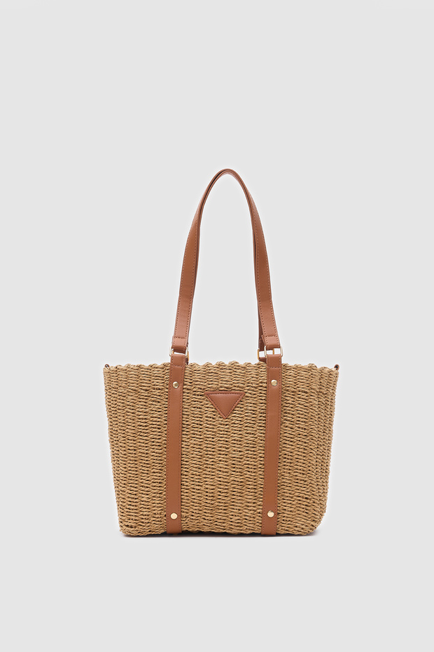 Camel Solea Hasır Omuz Çantası - 1