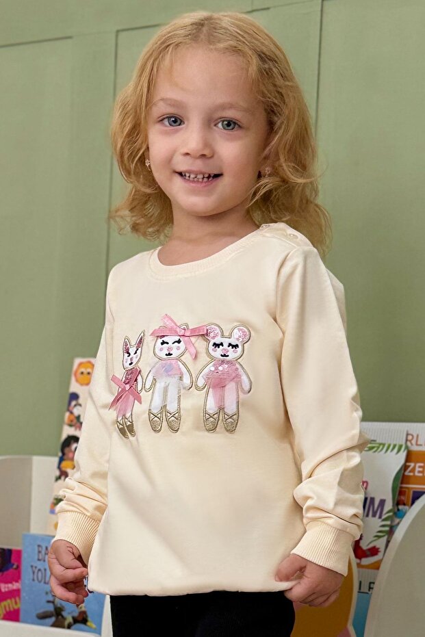 Girl's Sweatshirt Cute Animals Printed 1.5-5 Years, Cream