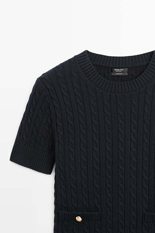 Short-sleeved cable knit jumper - 6