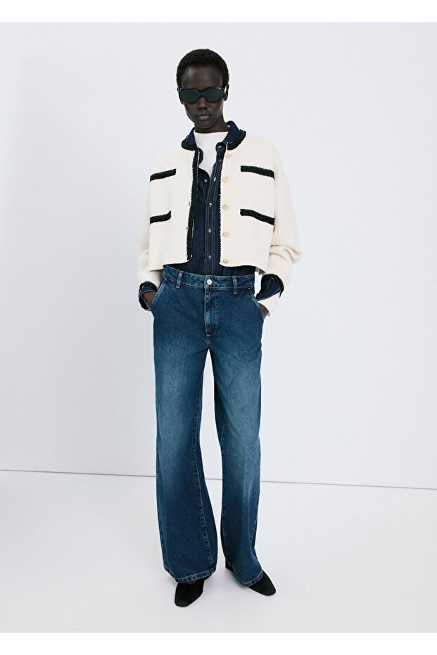 Kontrast şeritli triko ceket - 2