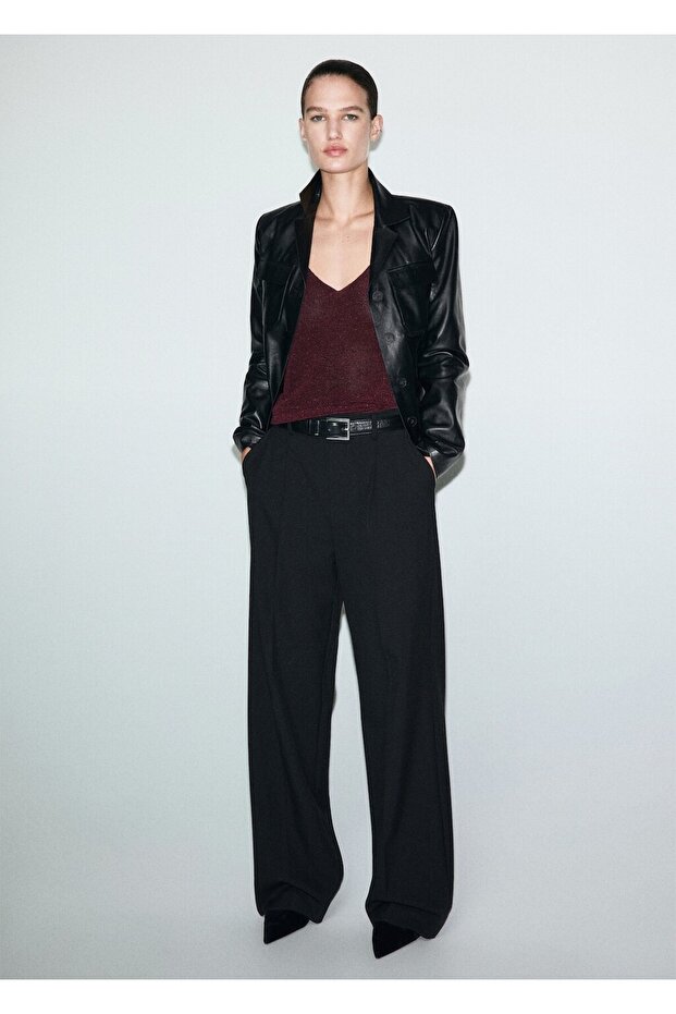 Lureks V yaka triko bluz - 2