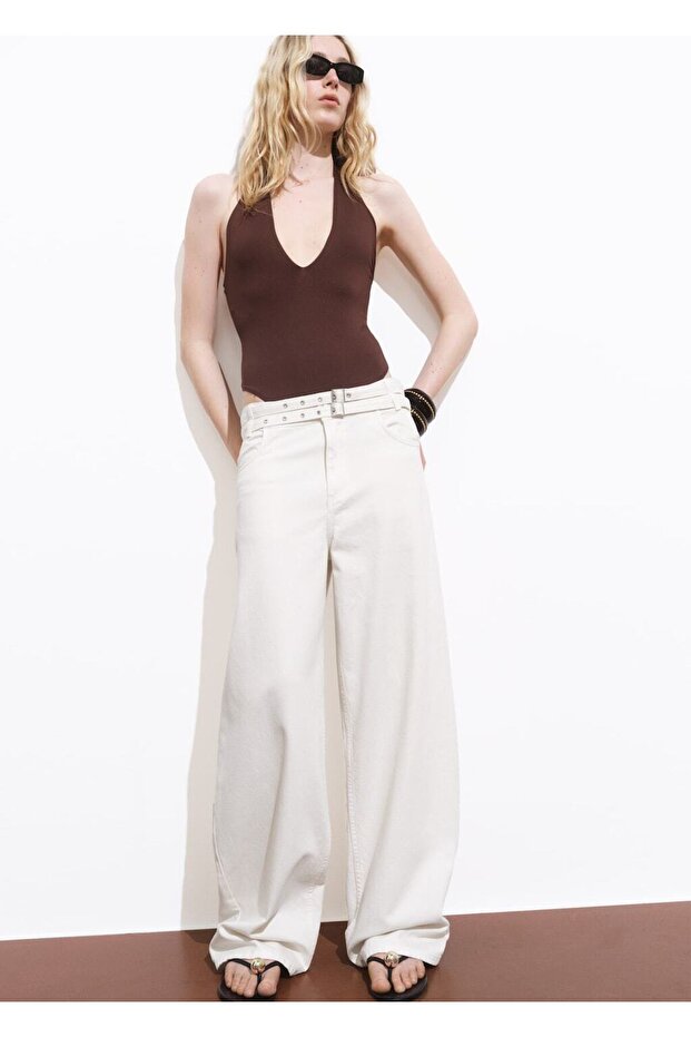 Çift kemerli barrel jean - 8