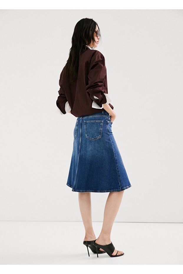 Midi boy denim etek - 4