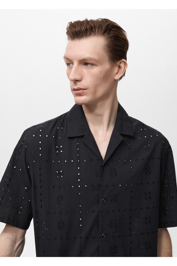 Delikli işlemeli gömlek - 6