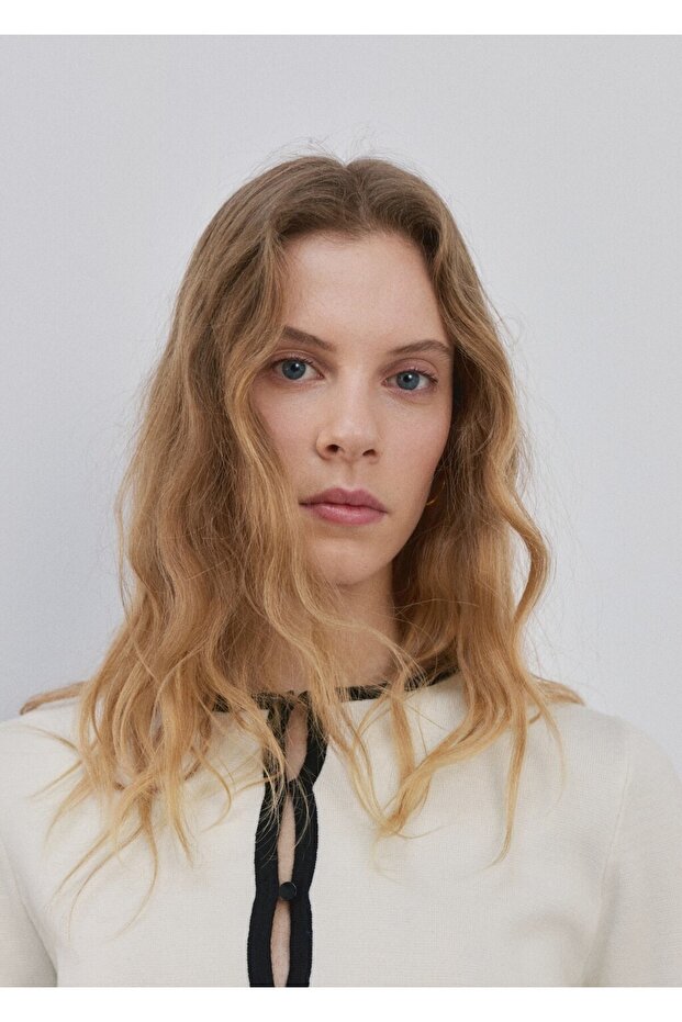 Kontrast şeritli triko ceket - 6