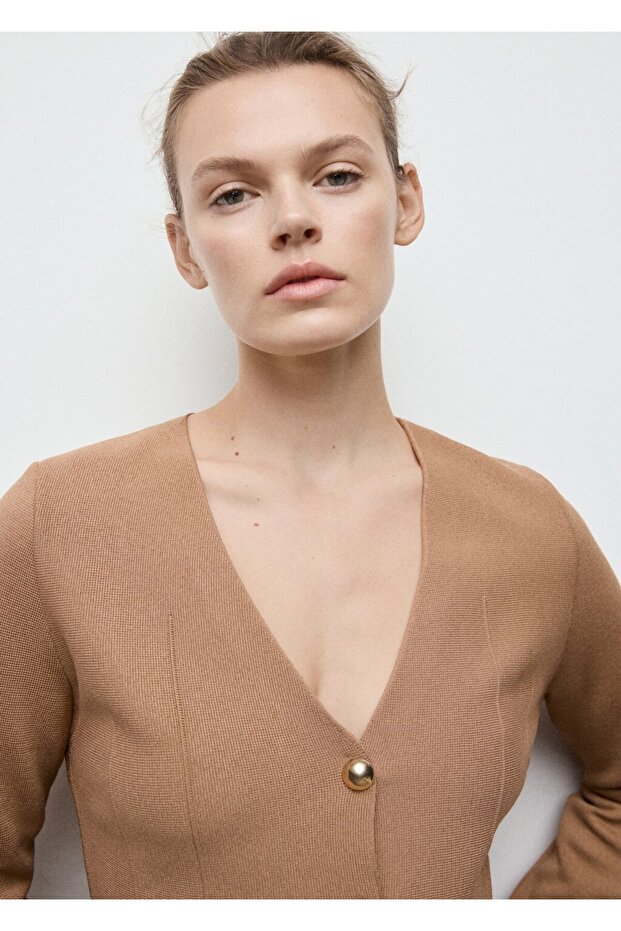 Düğmeli dar kesim triko ceket - 6