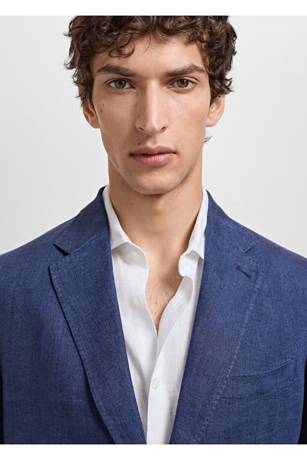 %100 keten slim fit Salerno blazer ceket - 6