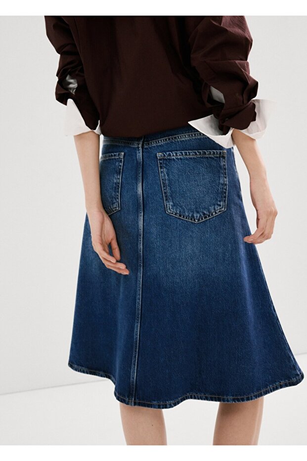 Midi boy denim etek - 7