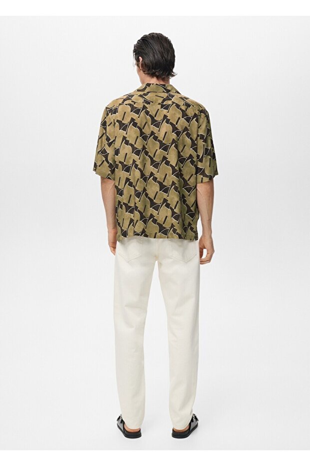 Dökümlü desenli gömlek - 4