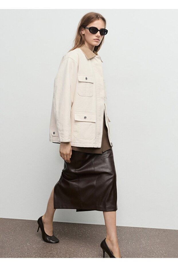 Kadife yaka jean parka - 7