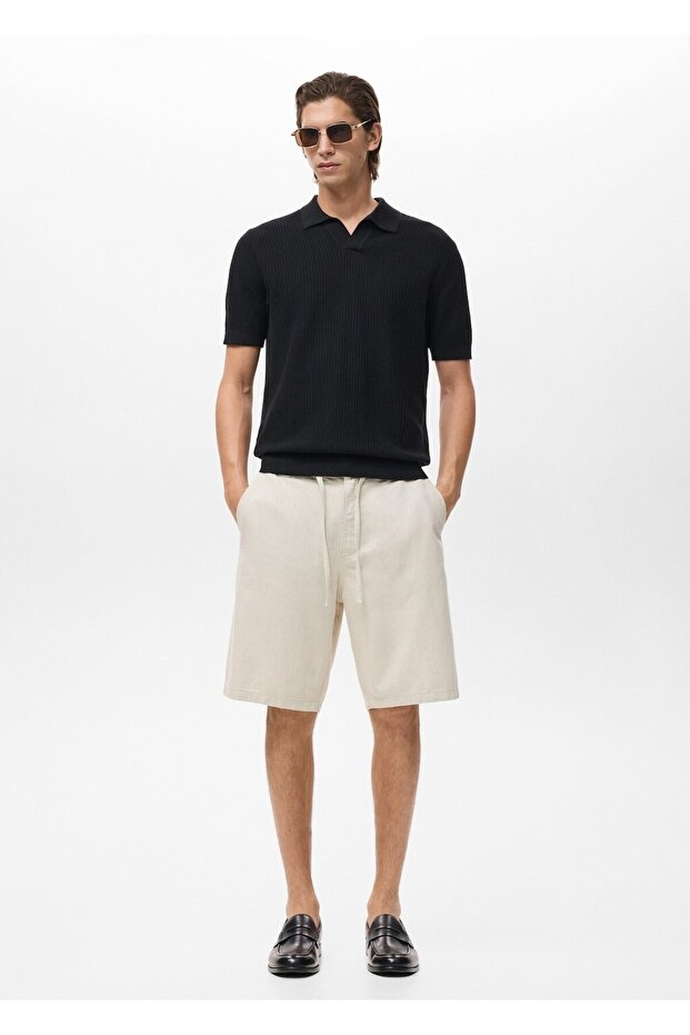 Keten bağlı şort - 2