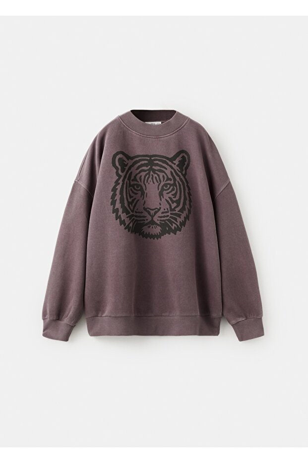 Kaplan baskılı sweatshirt - 2