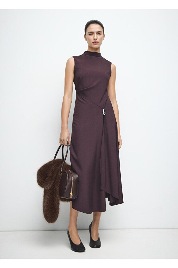 Metal süslemeli evaze elbise - 2