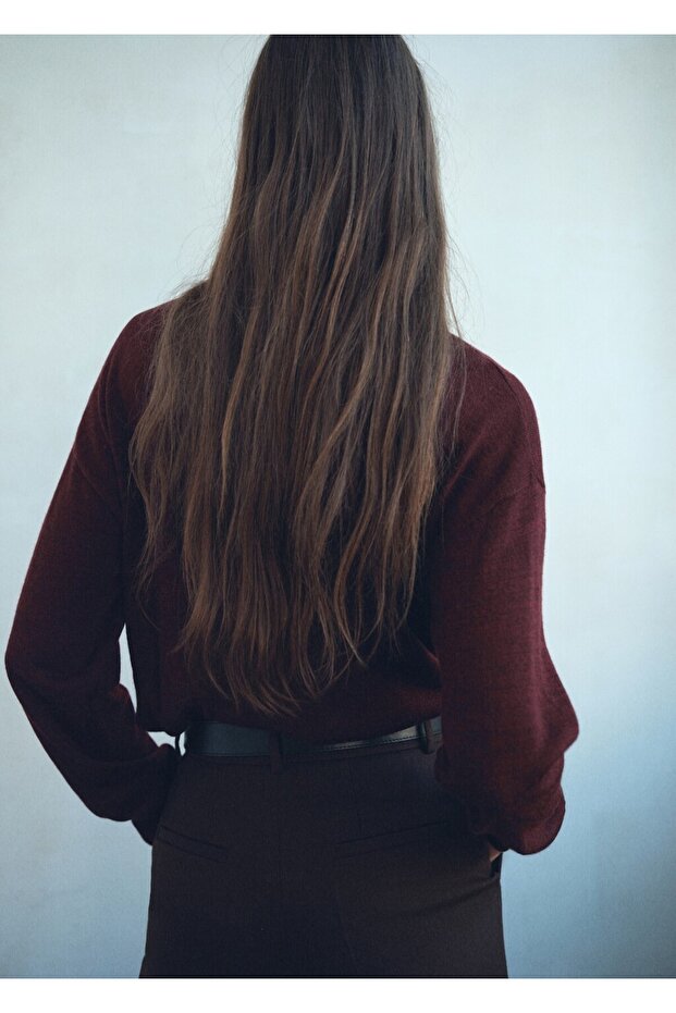 Fularlı V yaka kazak - 4