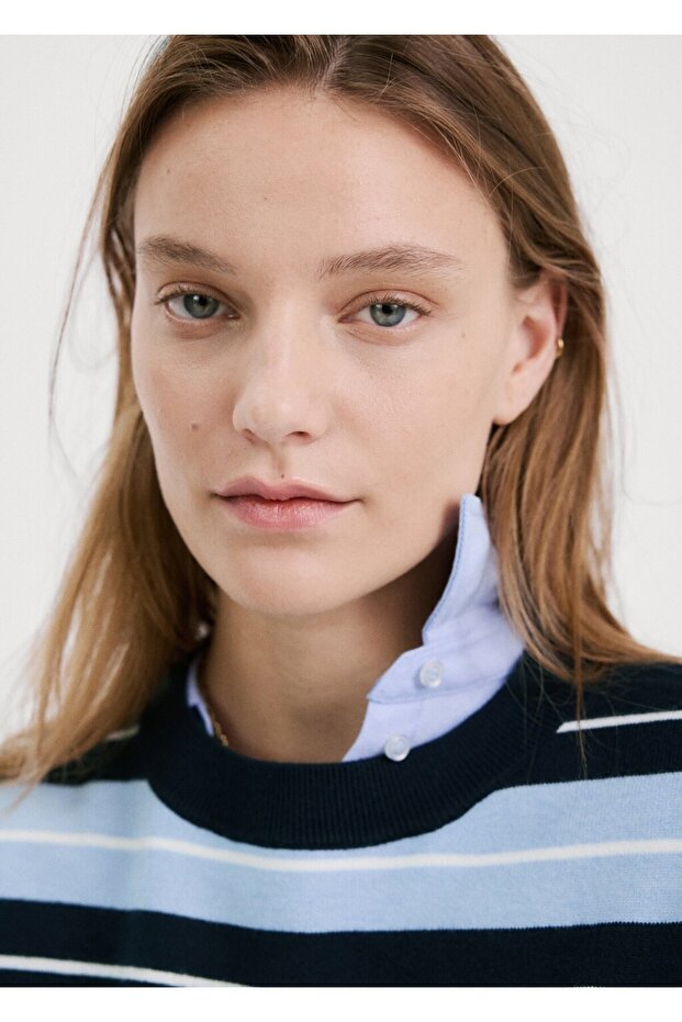 Çizgili triko kazak - 6