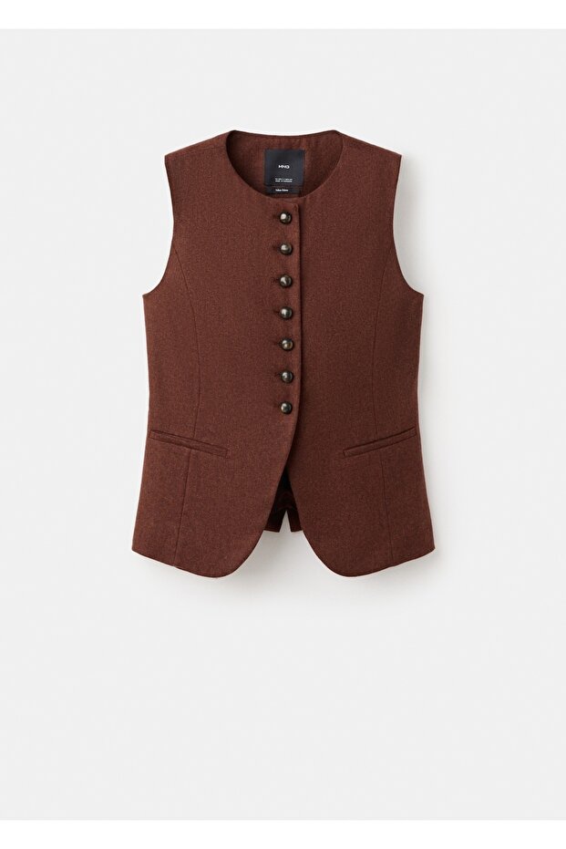 Yün karışımlı düğmeli yelek - 3