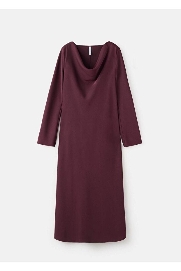 Yakası drapeli elbise - 3