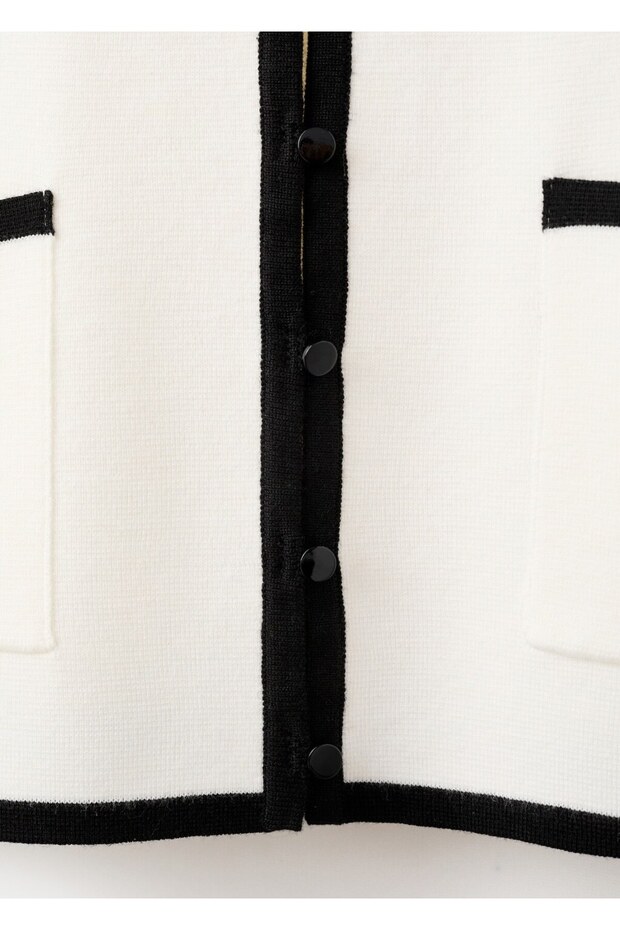 Kontrast şeritli triko ceket - 5