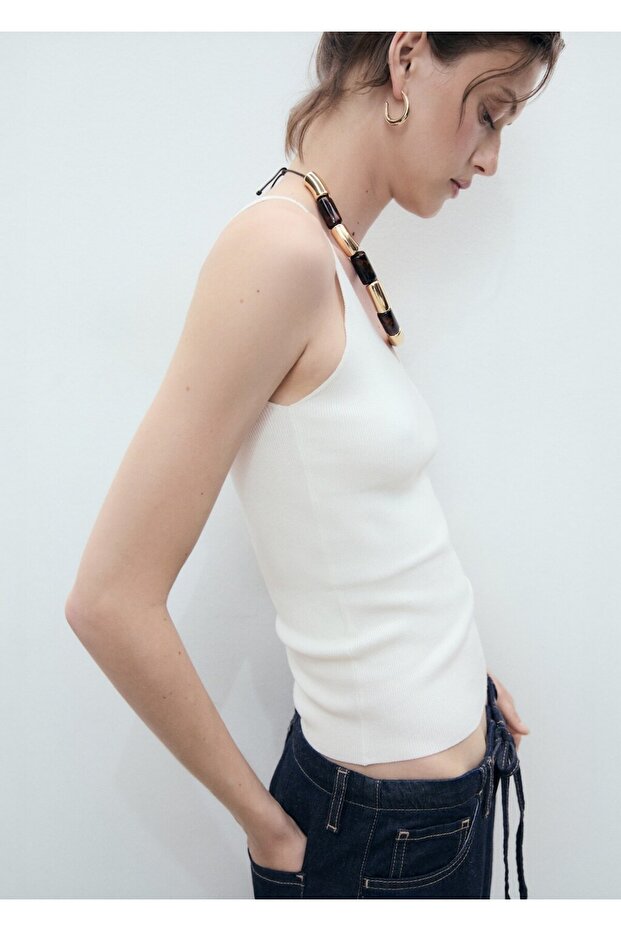 V yaka triko bluz - 1