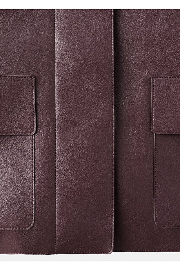 Deri görünümlü cepli ceket - 5