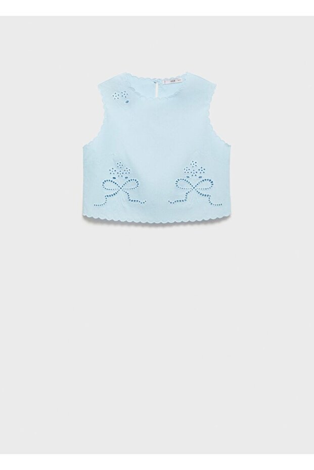 İşlemeli crop bluz - 2