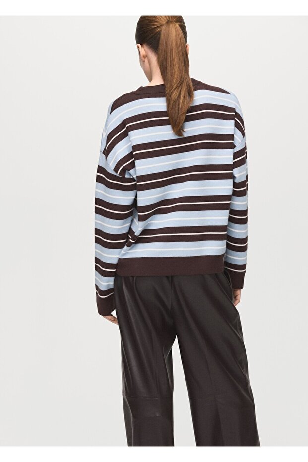 Oversize çizgili kazak - 4