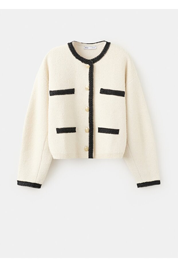 Kontrast şeritli triko ceket - 3