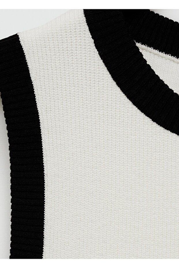 Kontrast şeritli triko bluz - 7