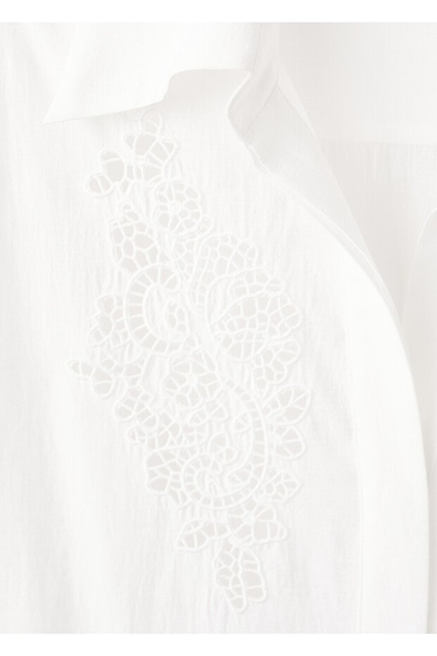 İşlemeli ajur örgü gömlek - 8