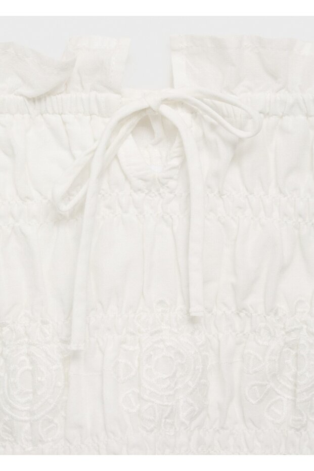 İşlemeli crop bluz - 4