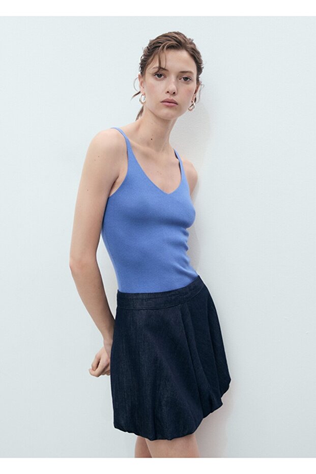 V yaka triko bluz - 1