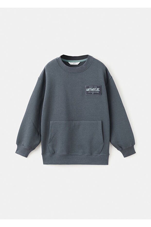 Desenli pamuklu sweatshirt - 1