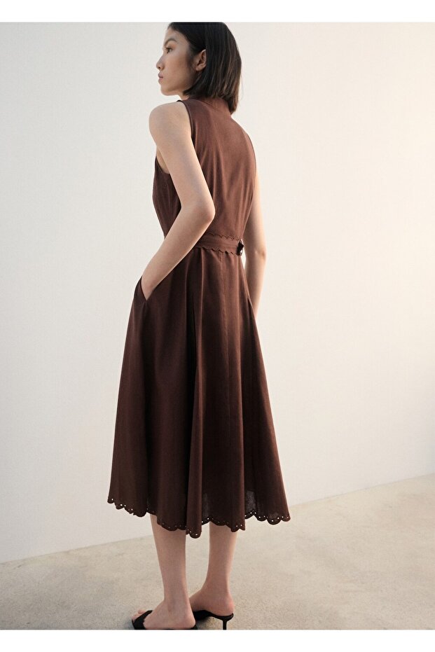 İşlemeli gömlek elbise - 4