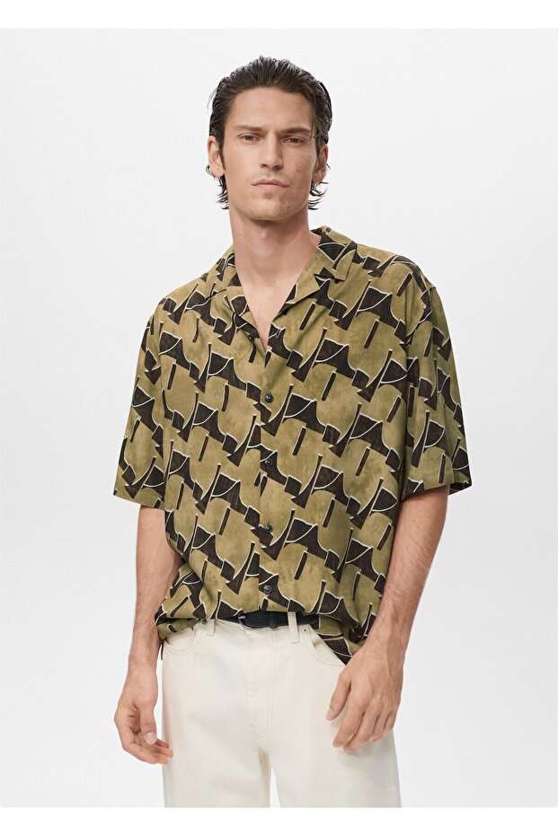 Dökümlü desenli gömlek - 1