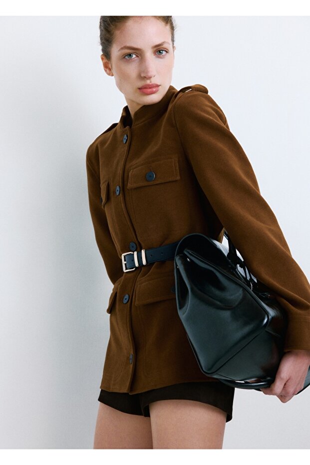 Şerit yakalı cepli ceket - 1