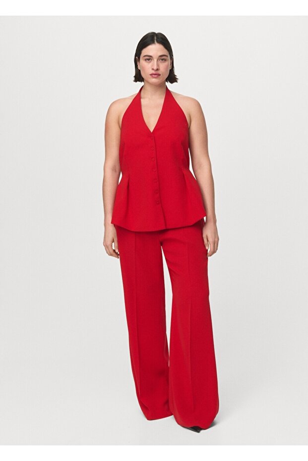 Halter yaka peplum bluz - 6