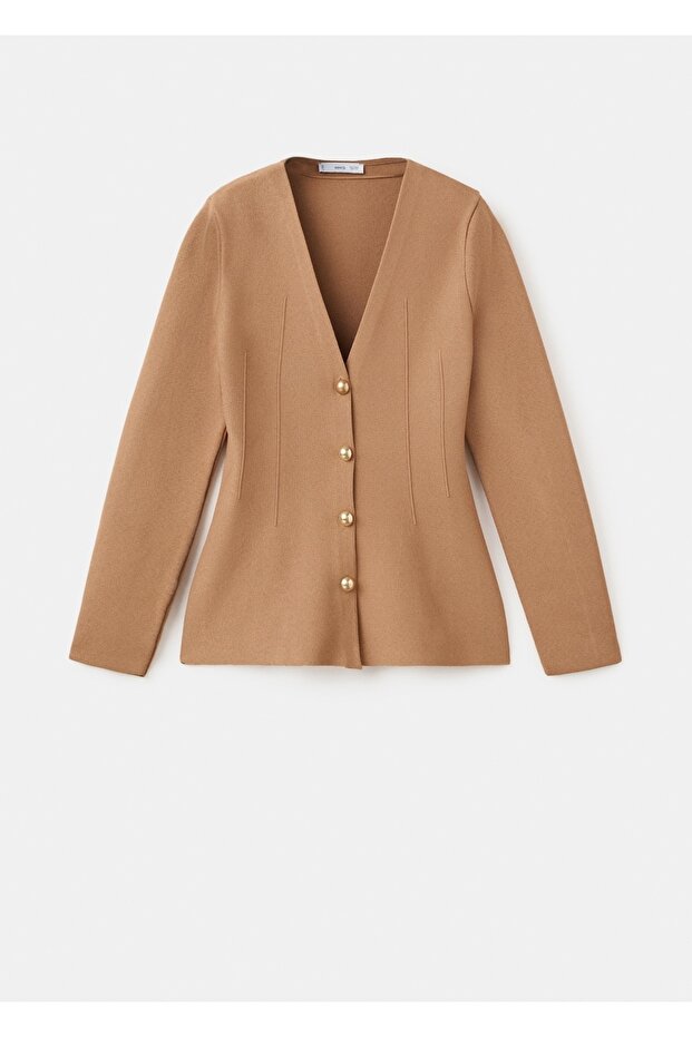 Düğmeli dar kesim triko ceket - 3