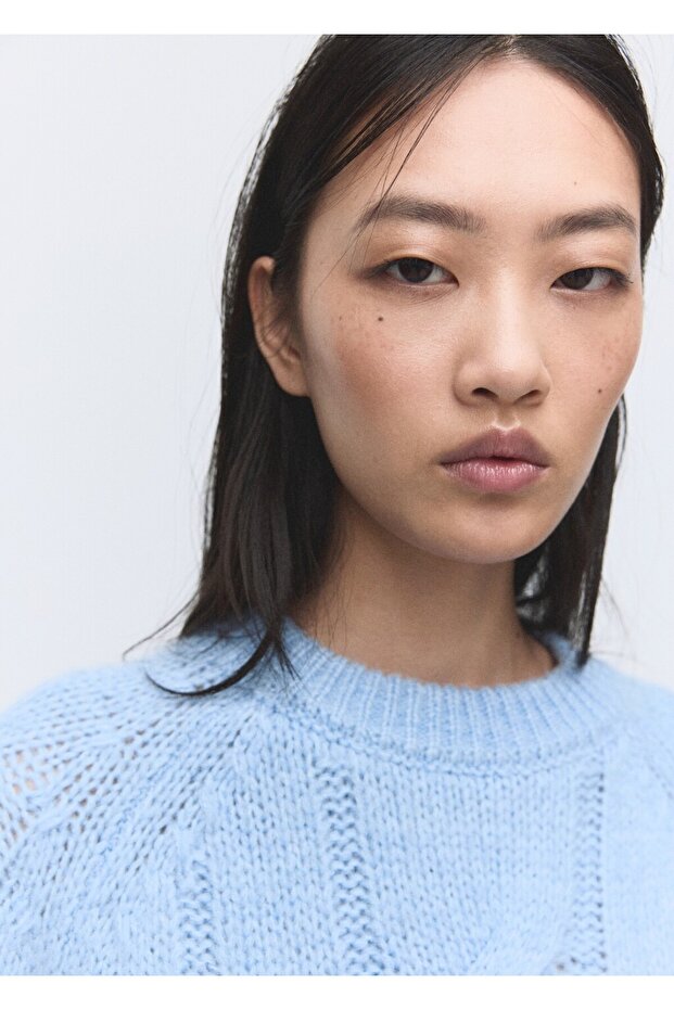 Örgü detaylı triko kazak - 6