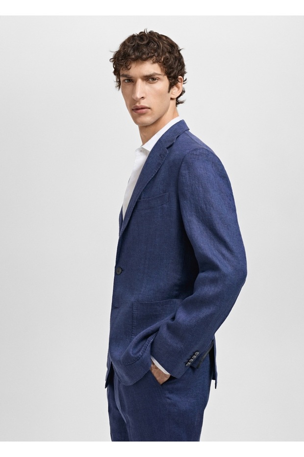 %100 keten slim fit Salerno blazer ceket - 7