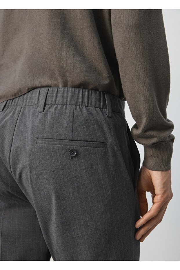 Beli elastik dar kesim pantolon - 8